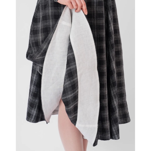 SON DE FLOR TARTAN PLAID LINEN MIDI DRESS - L - READ INFO - Picture 3 of 11